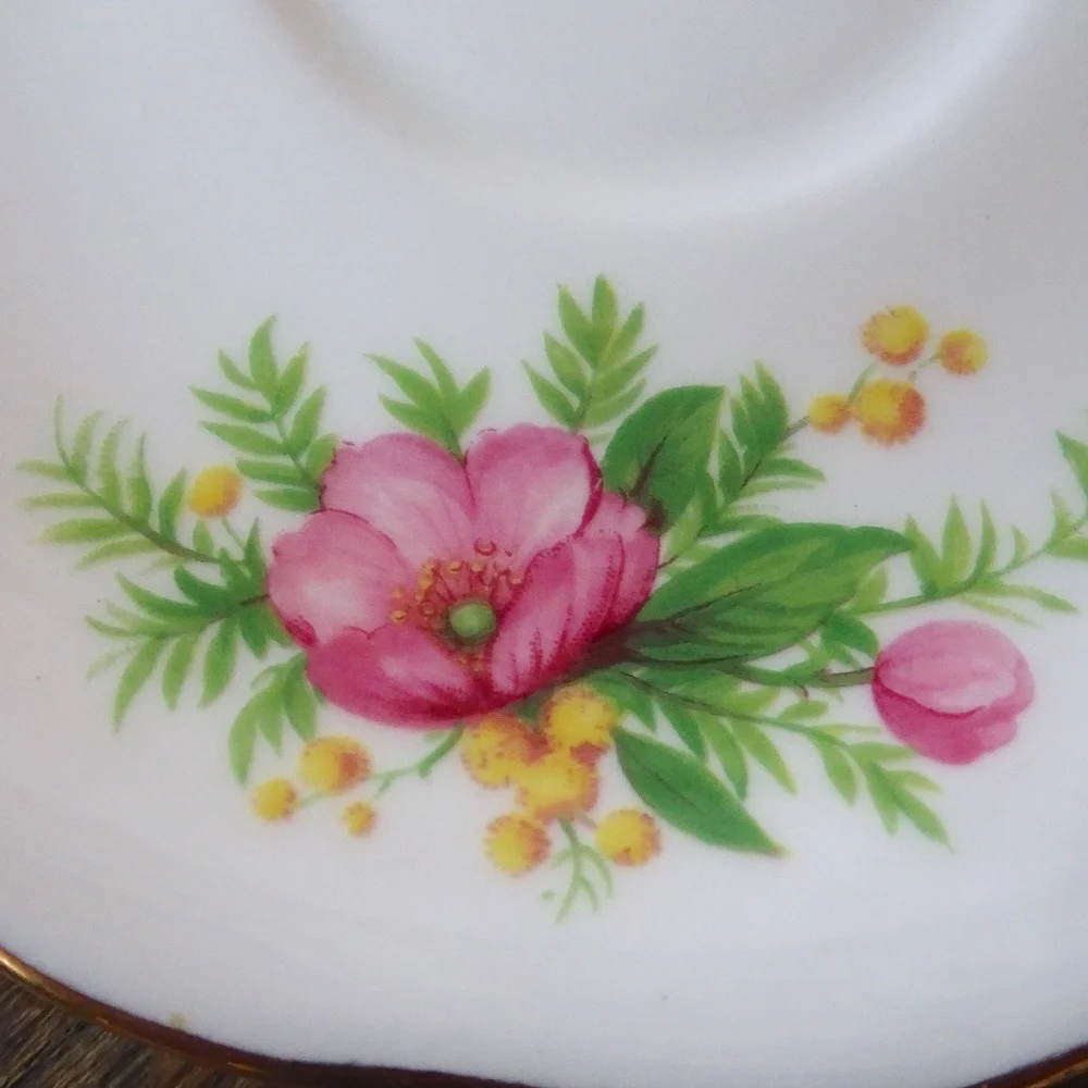 Vintage Royal Vale Bone China Cottagecore Pink Floral Tea Saucer Made in England